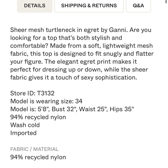 Ganni Egret Mesh Sheer Printed Top - Picture 6 of 6